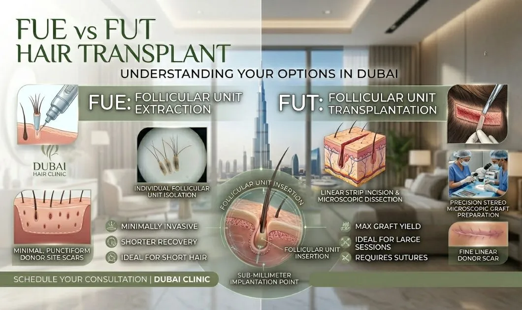 FUE vs FUT Hair Transplant in Dubai