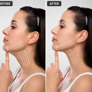 Before and after results of double chin liposuction