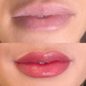 Microblading Lips before and after pigmentation results